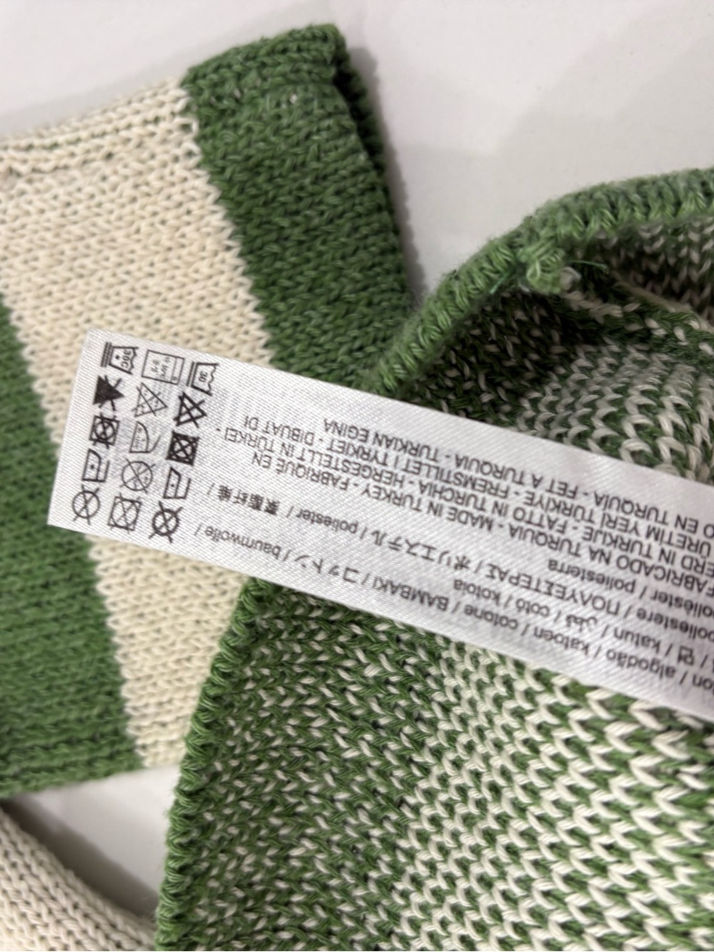 ZARA Green & Cream Striped Knit Cardigan Size Small - Picture 6 of 10